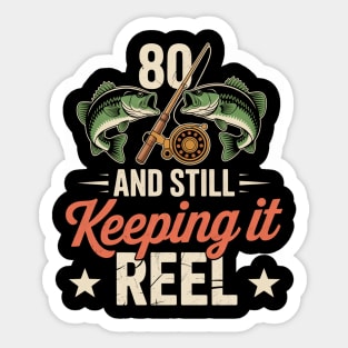 80Th Birthday Fishing Sticker